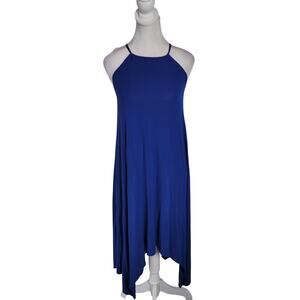 Bar III Size S High Low Sleeveless‎ Shift Dress Royal Blue Handkerchief Hem